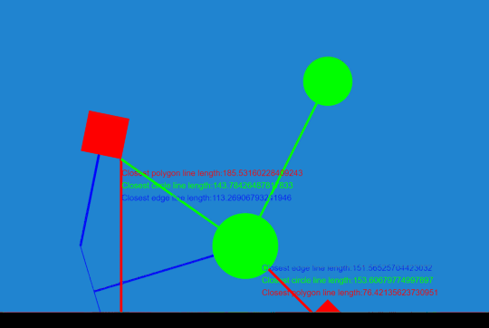 animated gif demonstrating finding the closest lines between several shapes